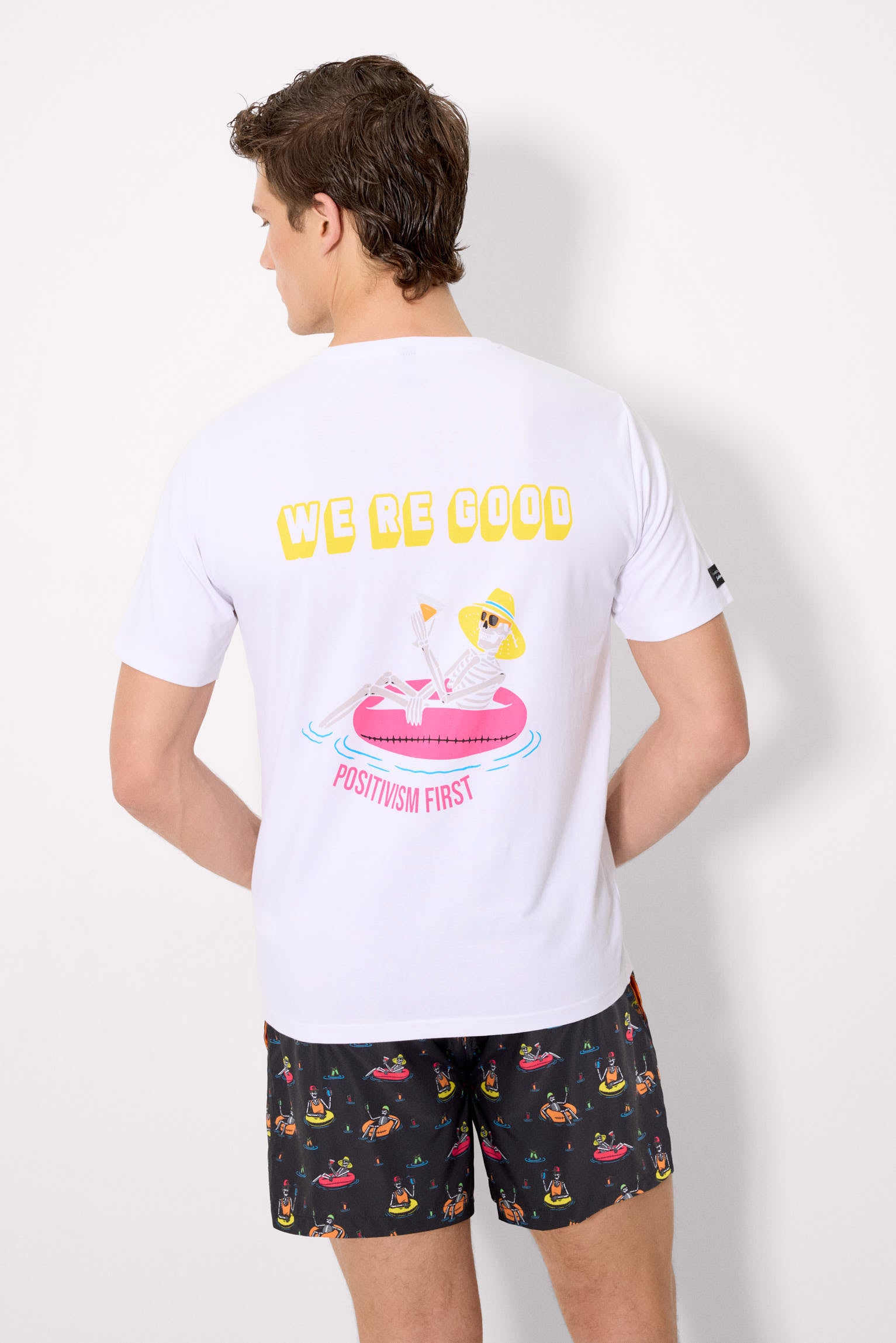 Camiseta manga corta dibujo calavera blanco - Ysabel Mora