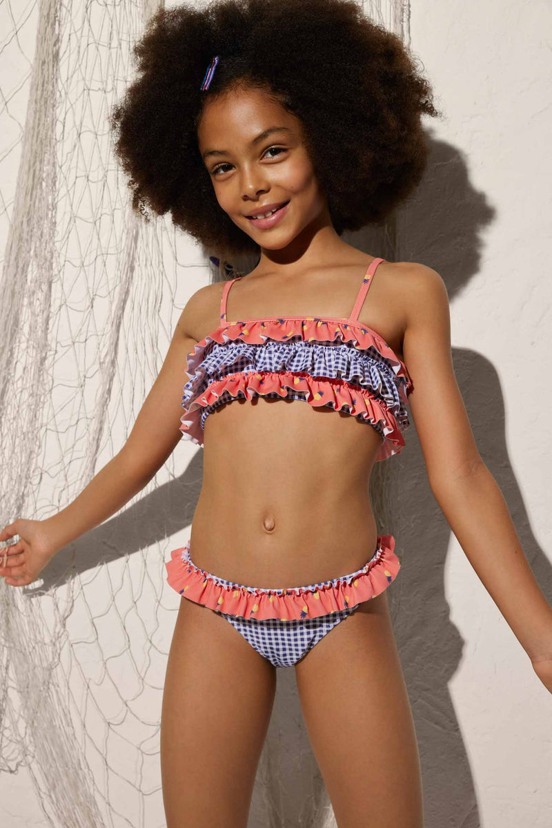 Set bikini da bambina con top e slip ananas