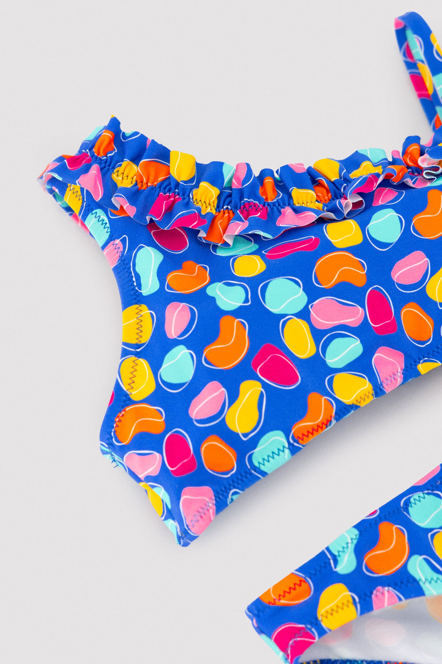 Bikini niña detalle fruncido estampado formas orgánicas multicolor - Ysabel Mora