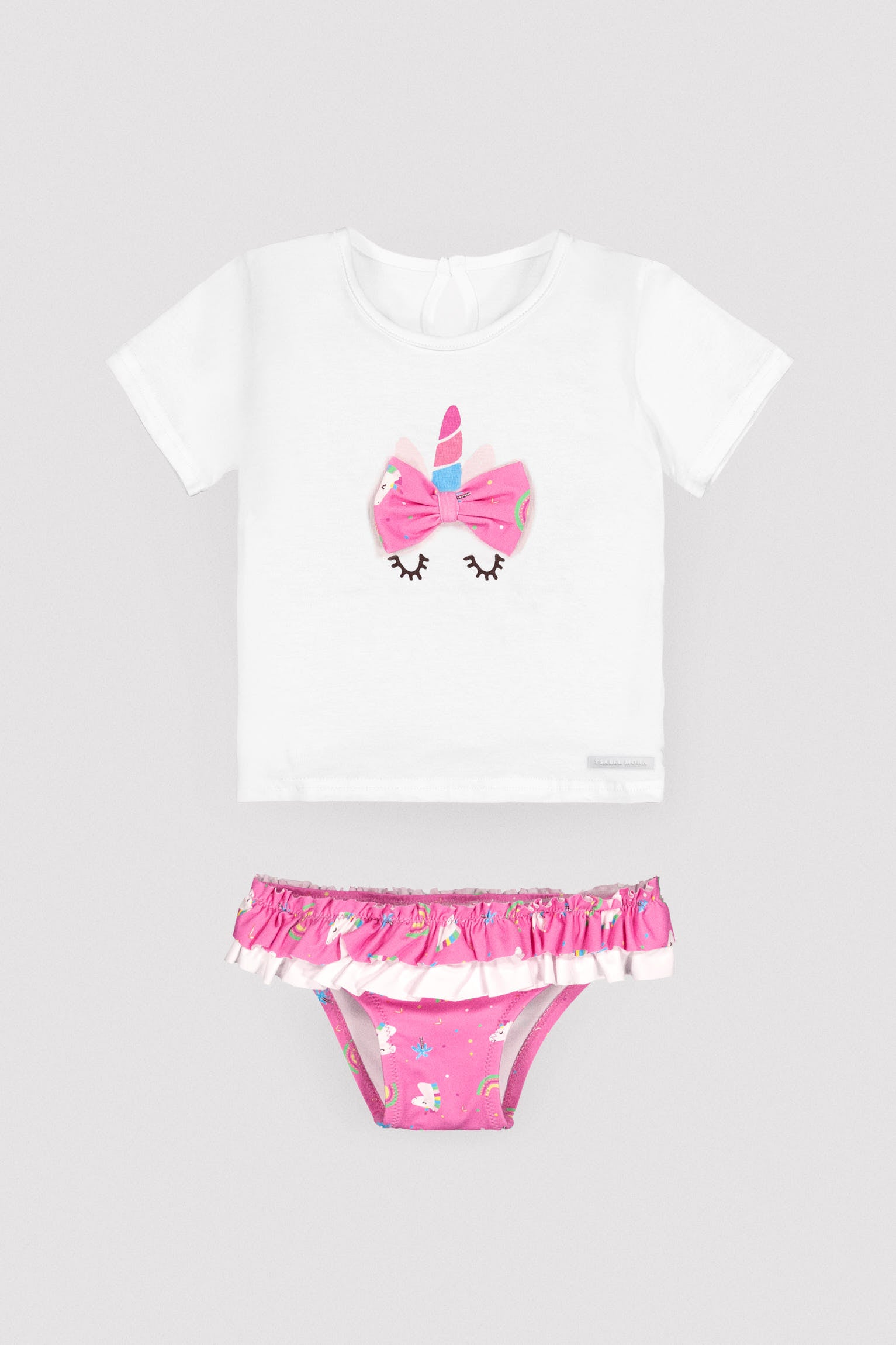 Set di t-shirt e mutandine con stampa unicorno per neonati