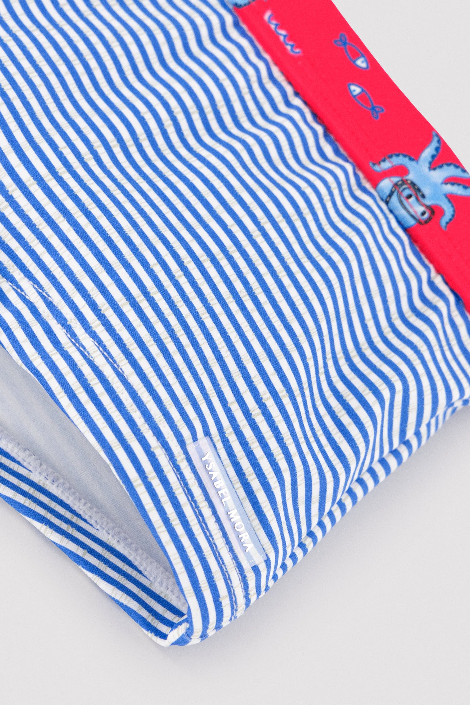 Costume da bagno boxer con stampa a righe e polpi