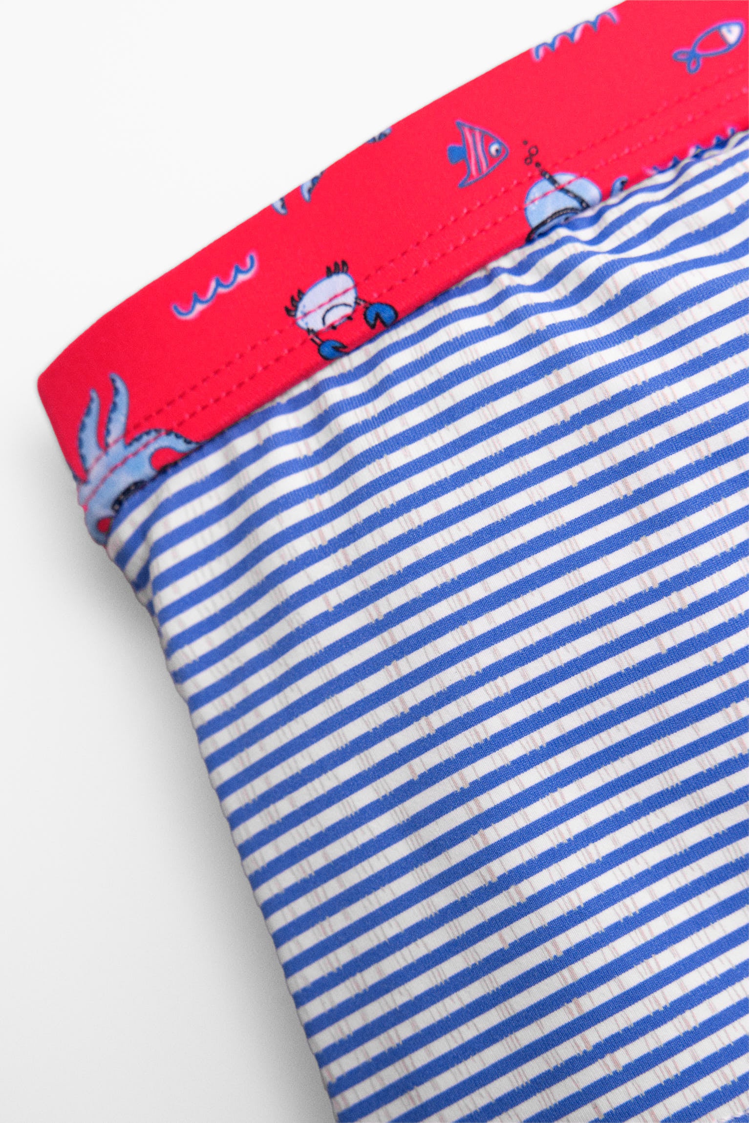 Costume da bagno boxer con stampa a righe e polpi