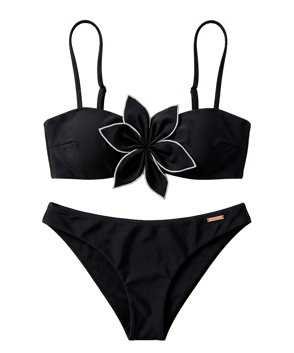 Bikini a fascia con motivo floreale nero @iris_ferrari