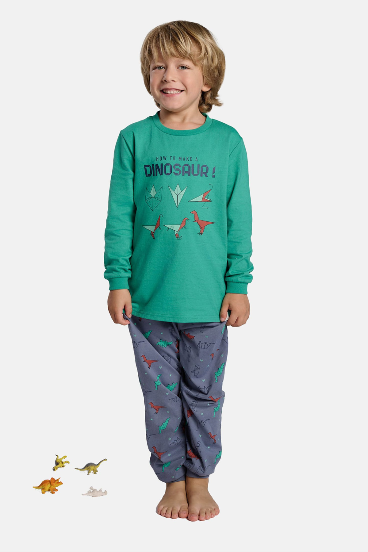 Pigiama lungo bambino cotone How to make a dinosaur stampa dinosaurios