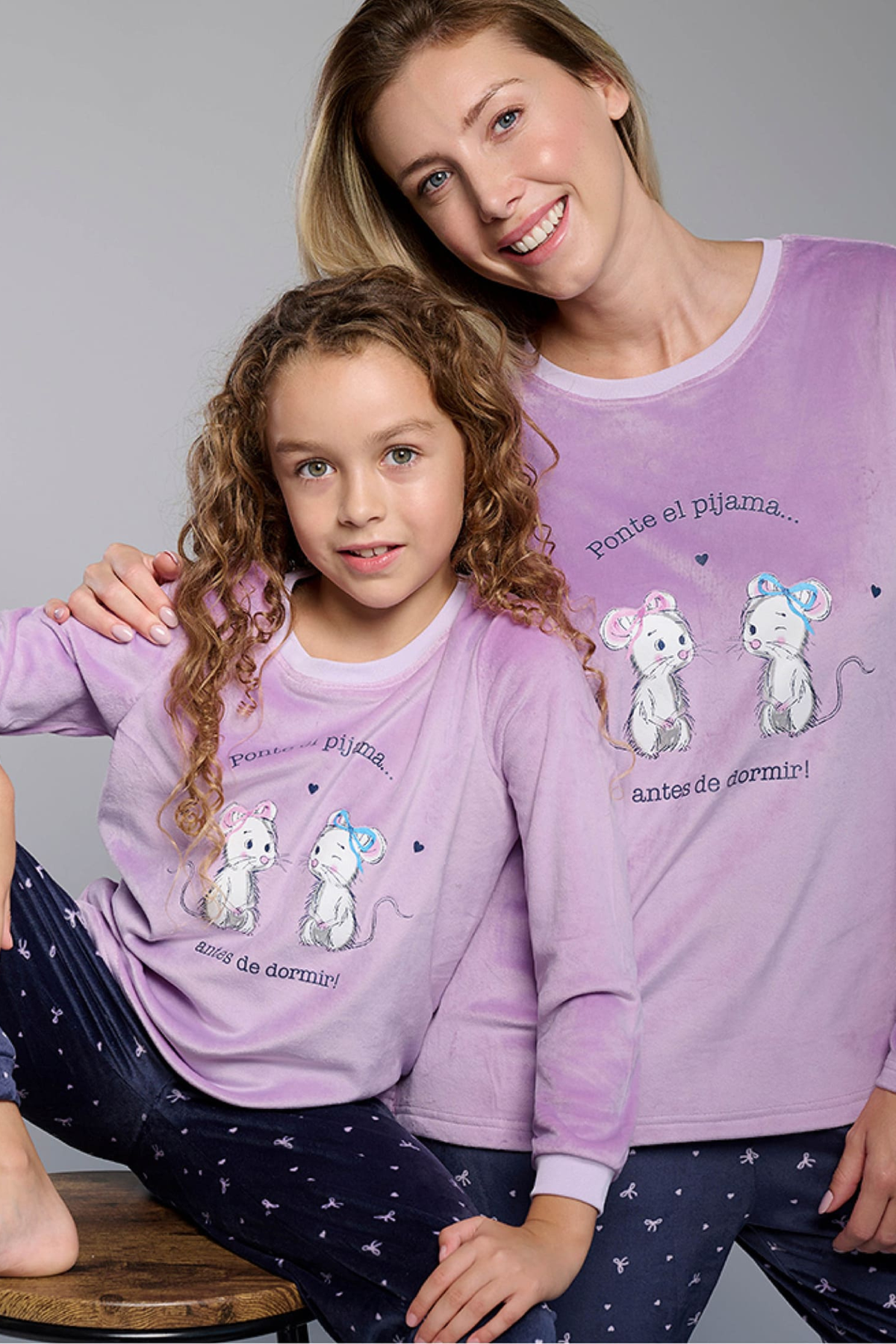 Pigiama lungo bambina terciopelo stampa ratitas