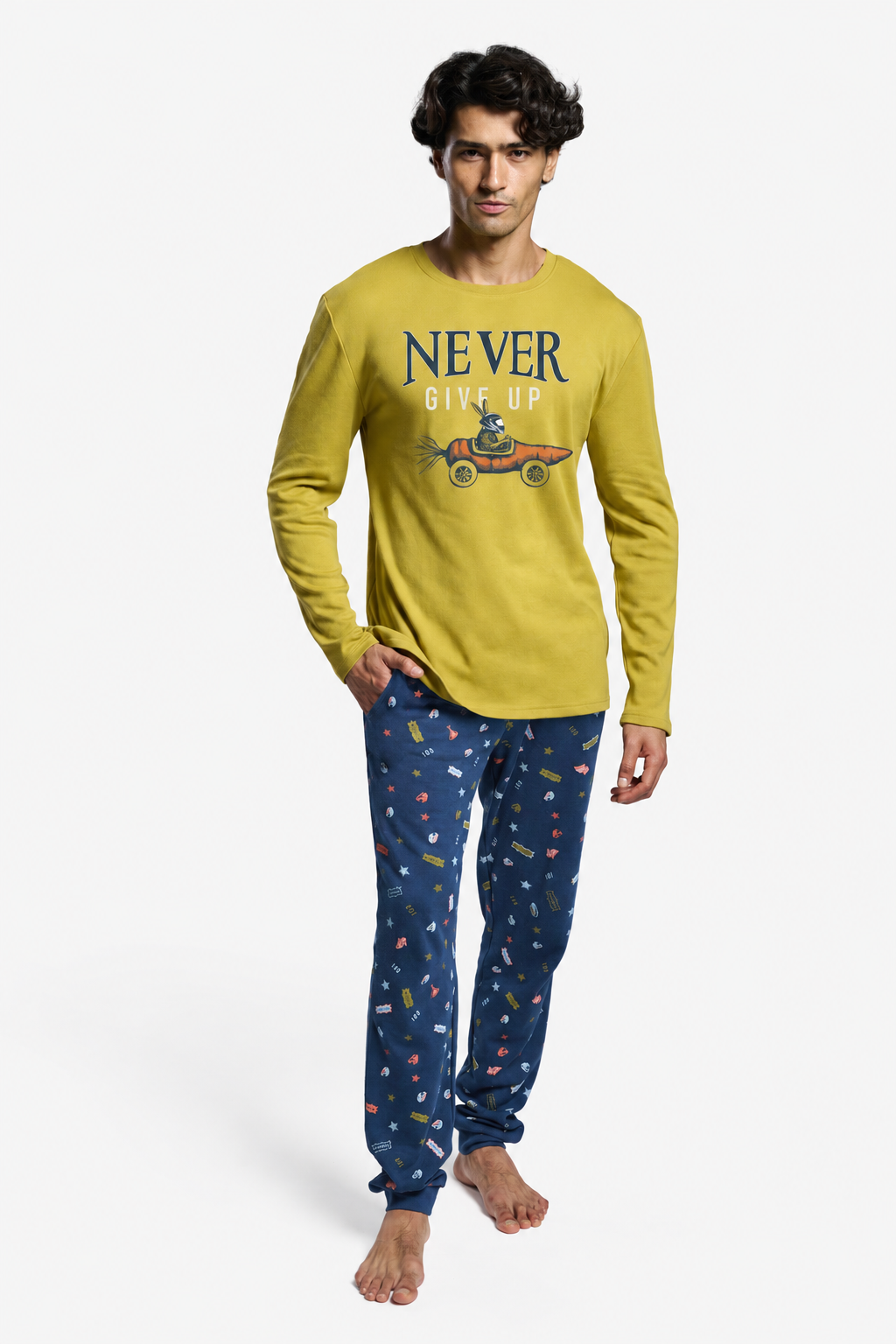 Pigiama lungo uomo afelpado stampa driver Never Give Up