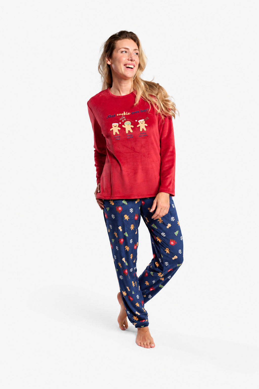 Pijama largo de terciopelo donna Navidad