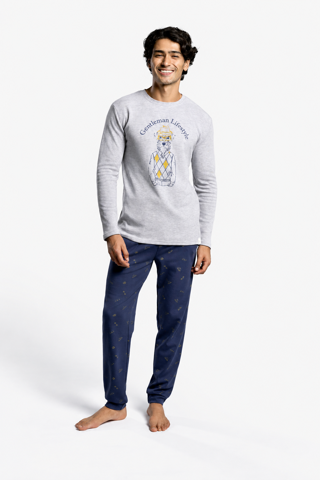 Pigiama lungo uomo afelpado stampa Gentleman Lifestyle
