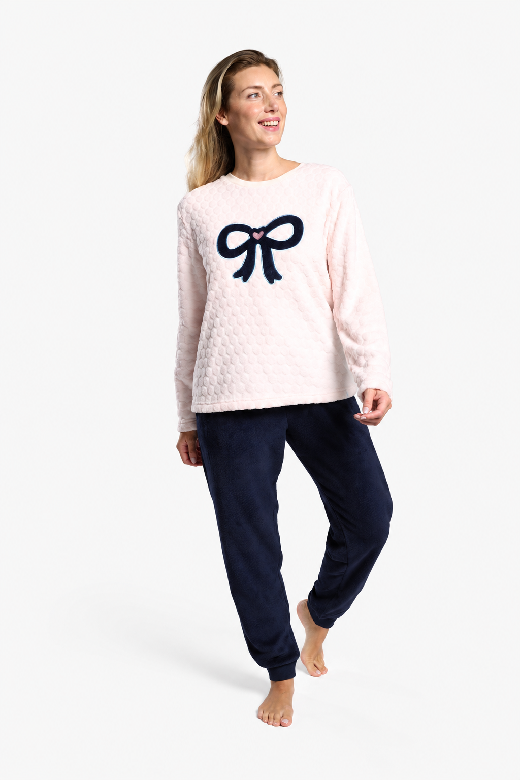 Pijama largo polar coralina donna lazo