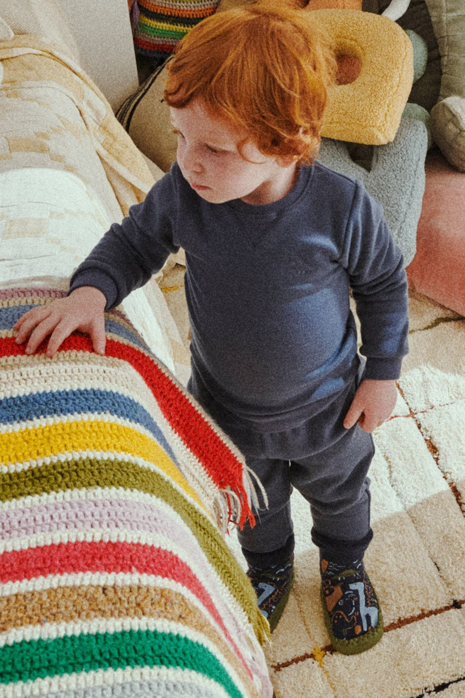 Calzino termico per neonati con suola antiscivolo Dino