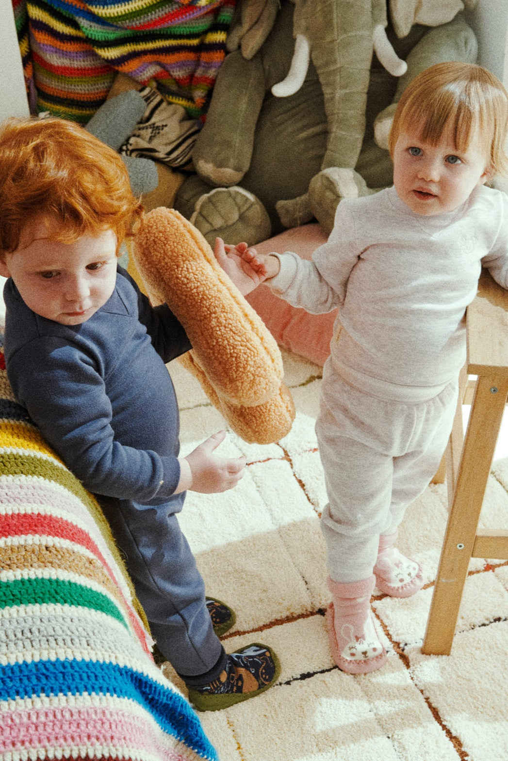 Calzino termico per neonati con suola antiscivolo rosa