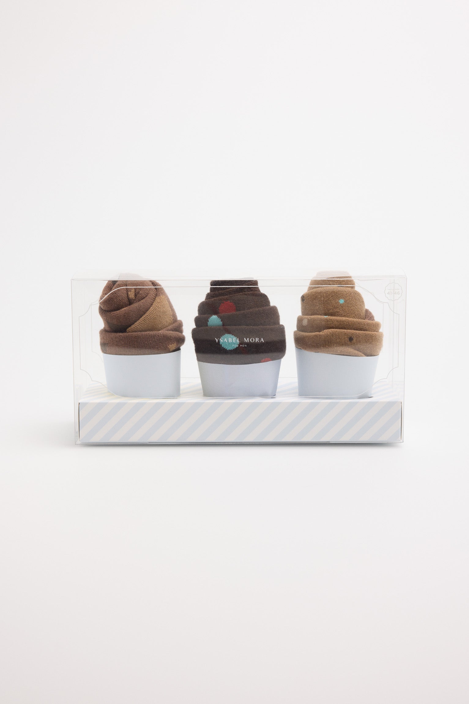 Confezione regalo di 3 calzini a forma di muffin al cioccolato