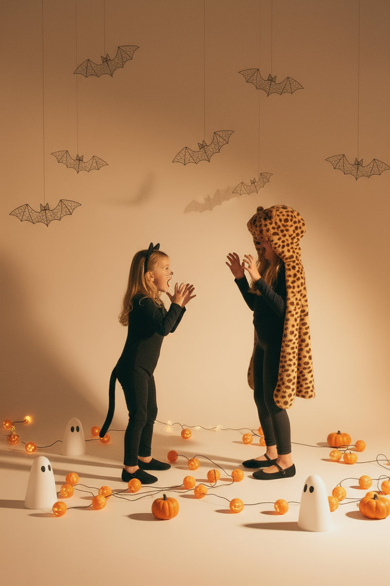 Completo da bambino con maglietta nera e leggings lunghi