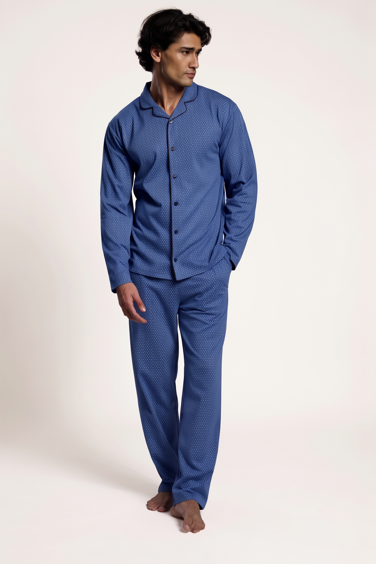Pigiama camisero lungo uomo cotone stampa