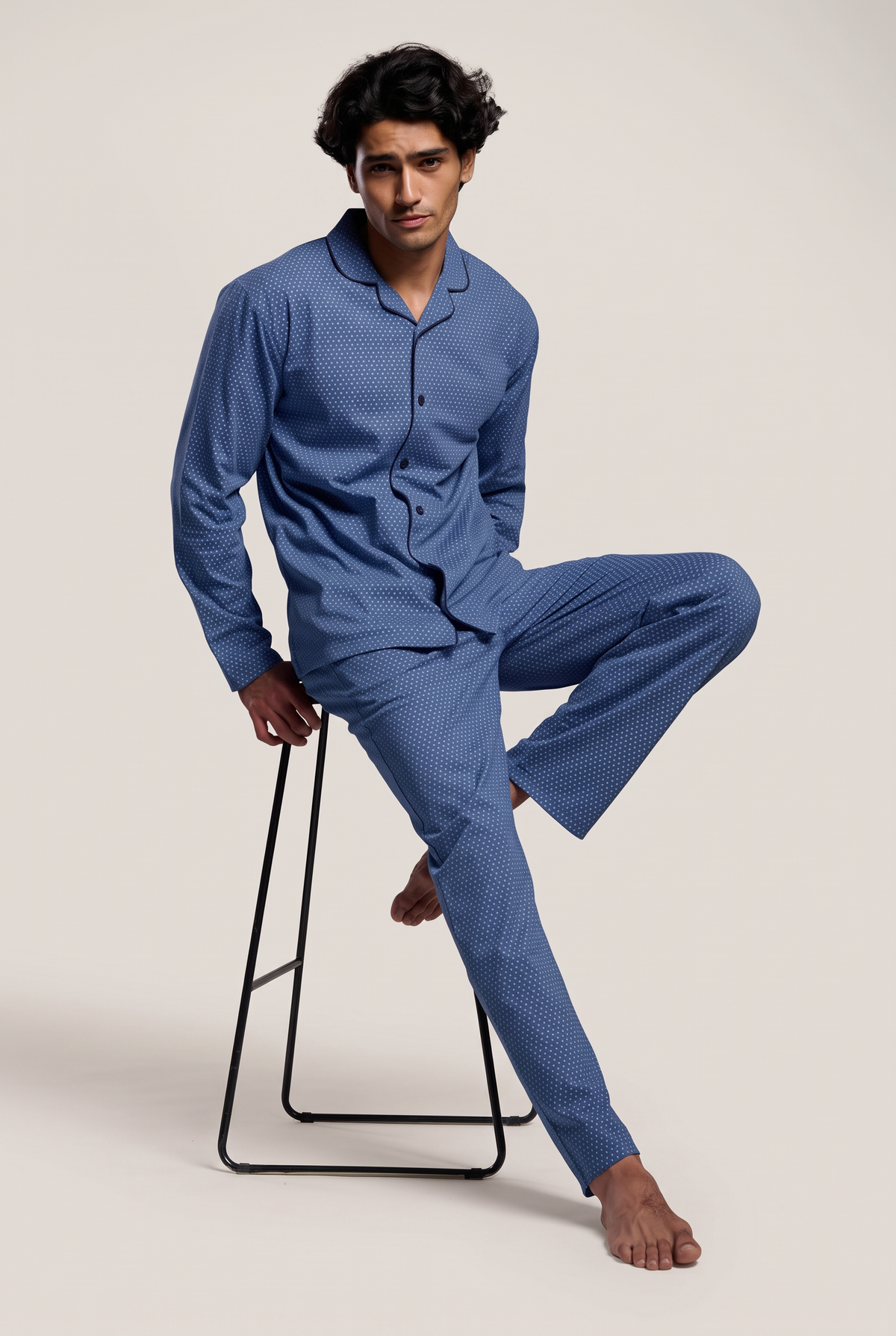 Pigiama camisero lungo uomo cotone stampa