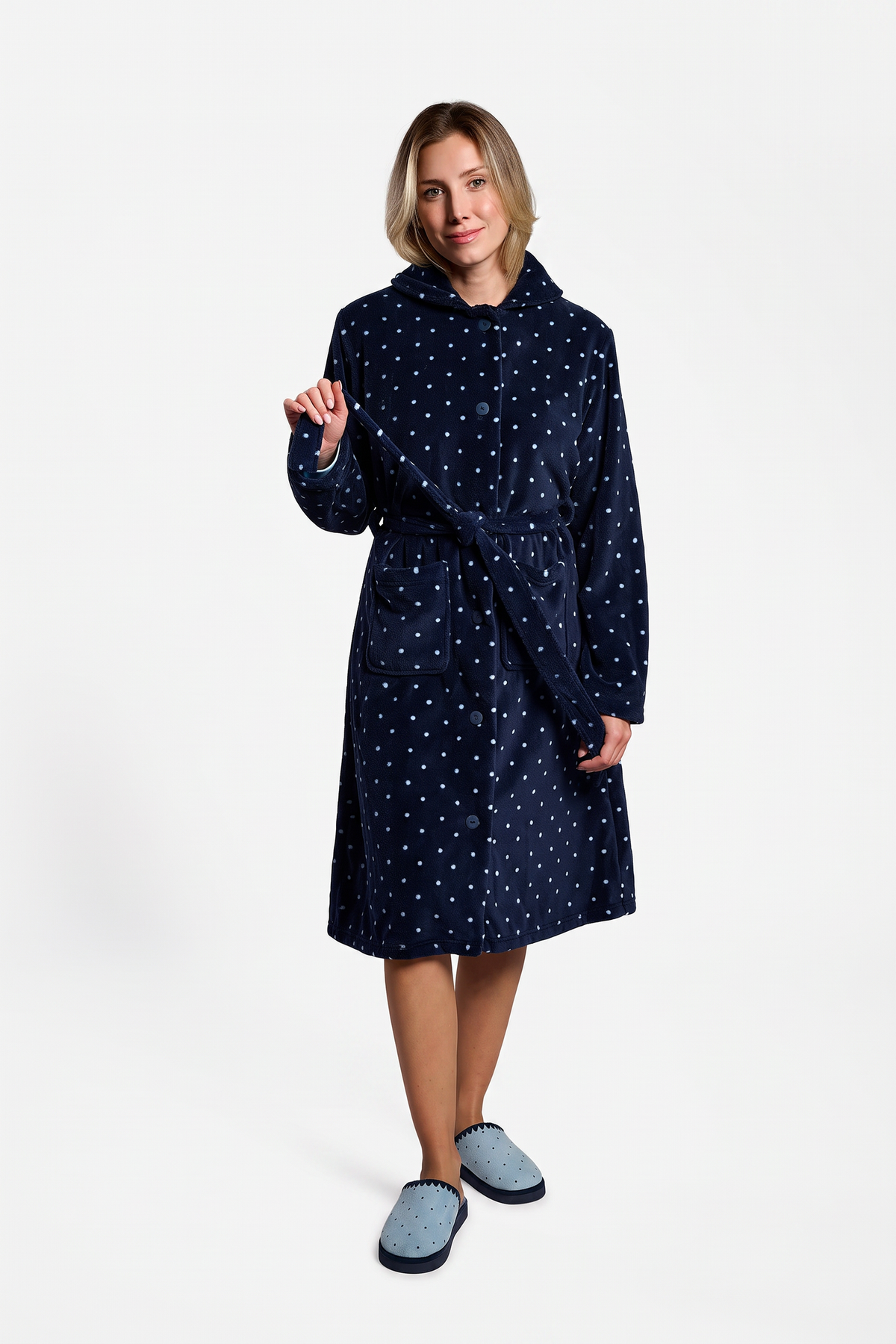 Bata midi polar coralina donna marina lunares