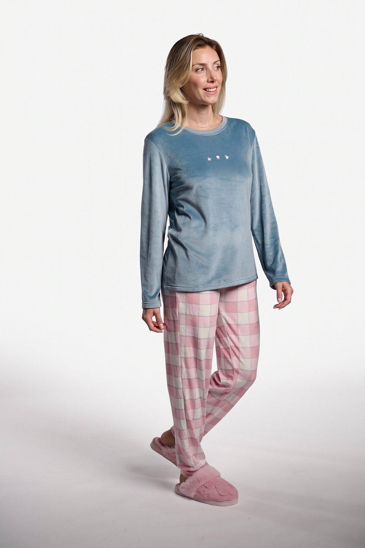 Pijama largo de terciopelo donna pantalón cuadros