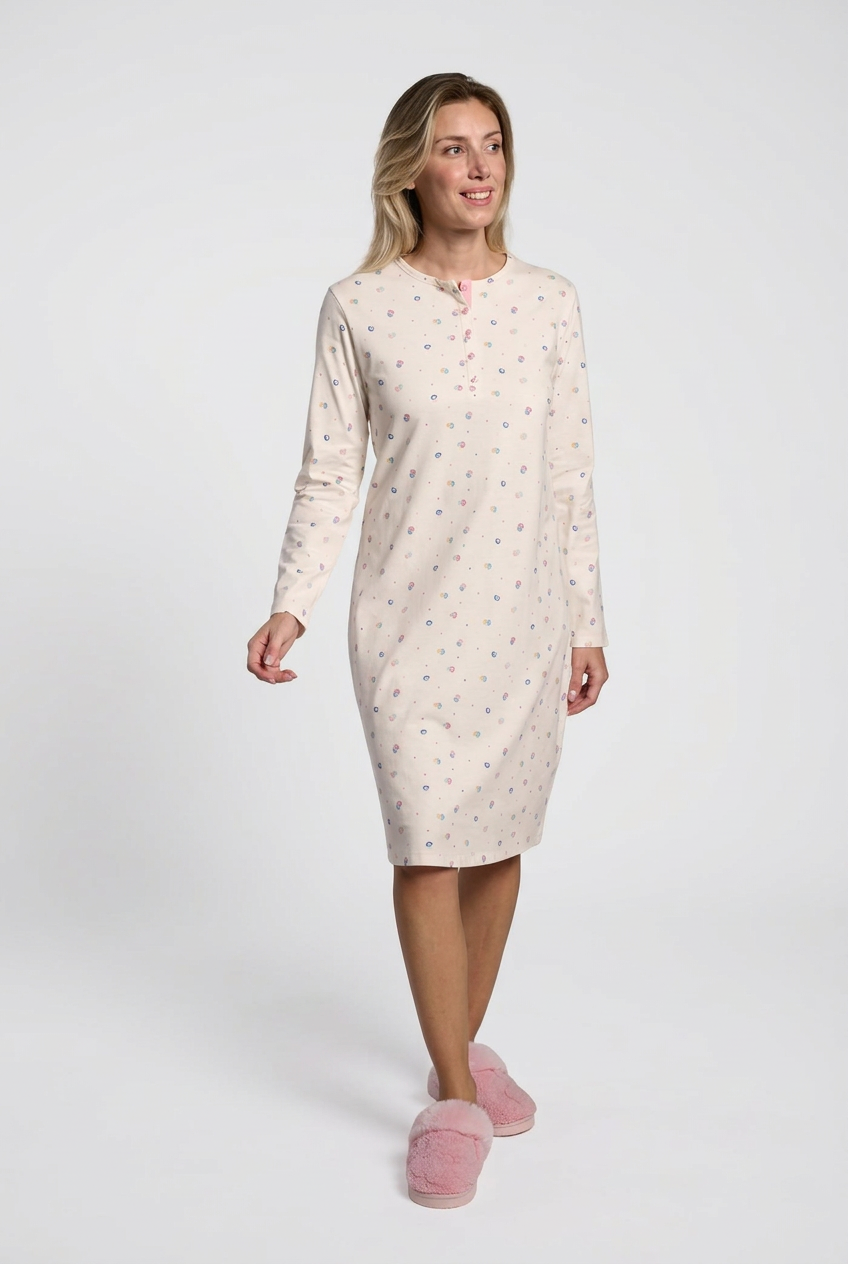 Camisón cotone donna stampa pois
