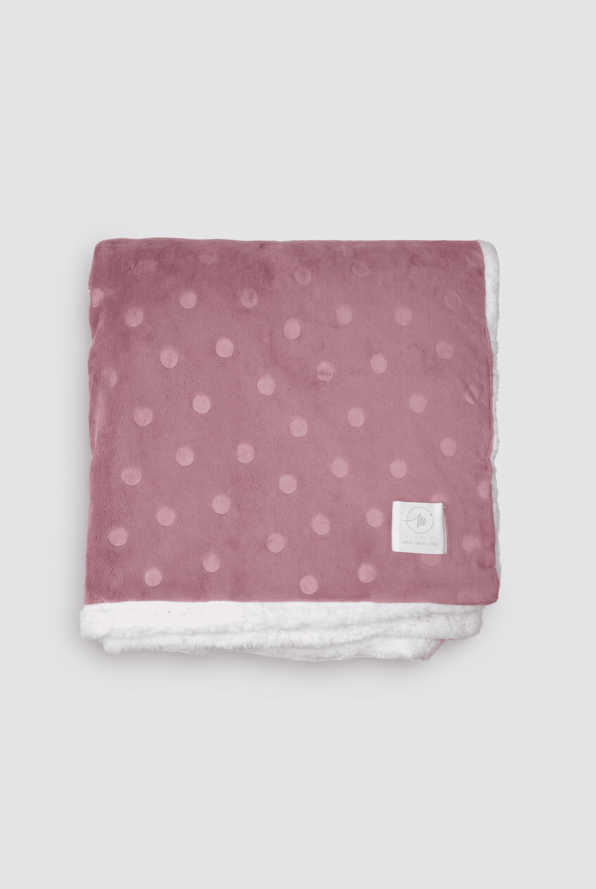 Coperta a pois in pile corallo e sherpa
