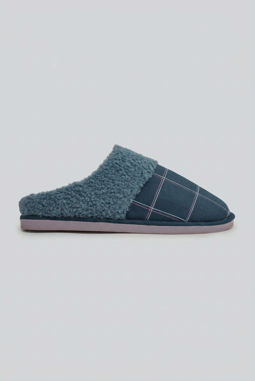 Pantofole da uomo a righe con interno sherpa