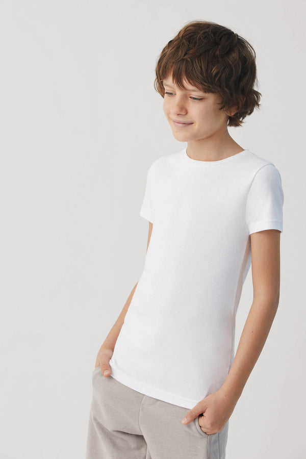18305 1 camiseta interior infantil manga corta - Blanco